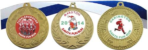 Santa Fun Run 50mm Budget Medals With Your Logo Free Ribbon